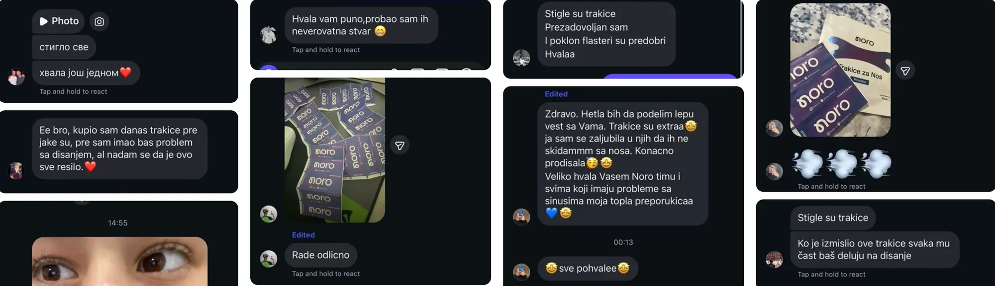 Zid utisaka - više screenshot-ova poruka zadovoljnih kupaca